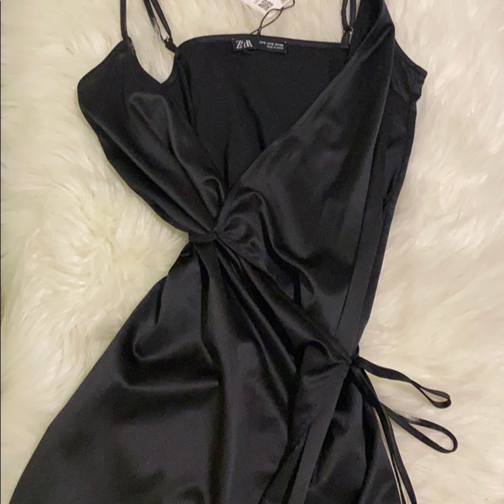 ZARA- Black wrap around mini dress (S) NWT